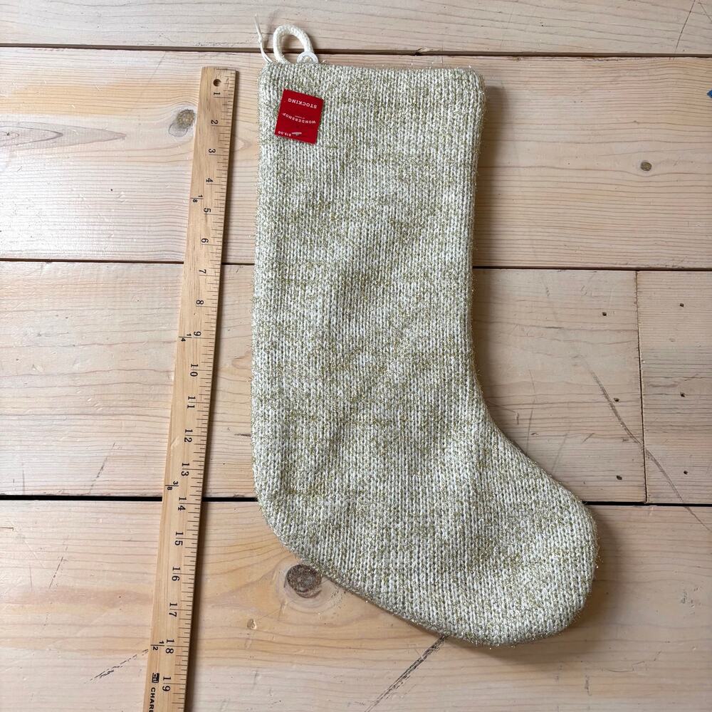 Wondershop NWT Gold Metallic Threaded Christmas Stocking